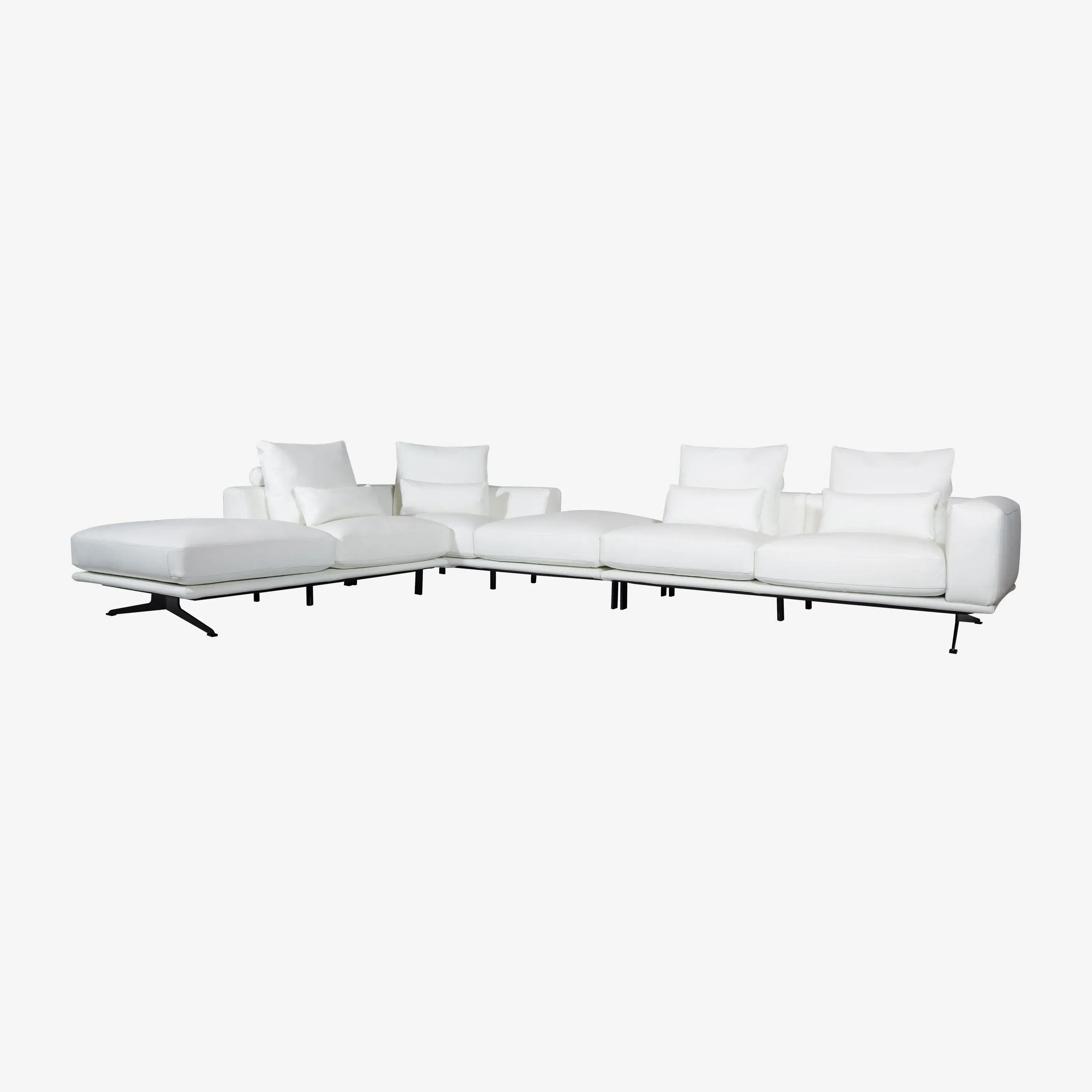 Luciano Lounge Leather Sofa White Left